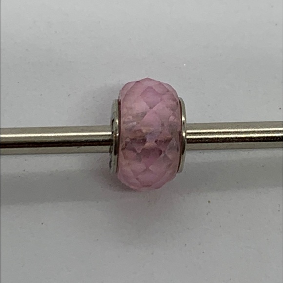 3 Charm Beads: 2 Glitter & Pink Sterling Italy - Picture 3 of 6